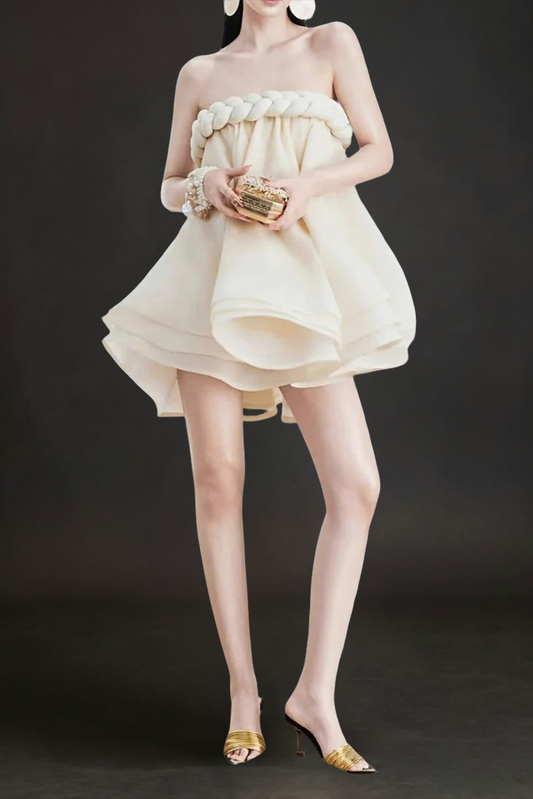 Hemp rope tube top tutu skirt in beige