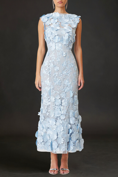 Selene Cocktail Midi Dress in Blue