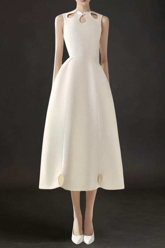 Paloma A-line Sleeveless Taffeta Midi Dress