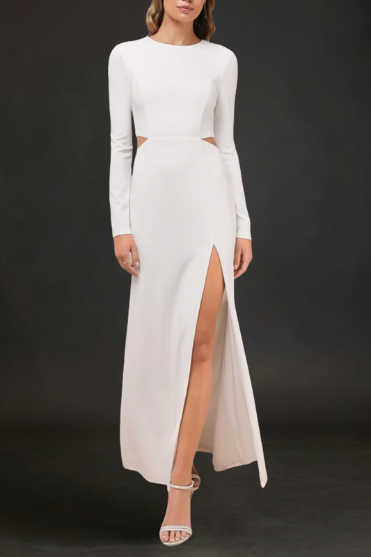 White Long Sleeve Cutout Maxi Dress