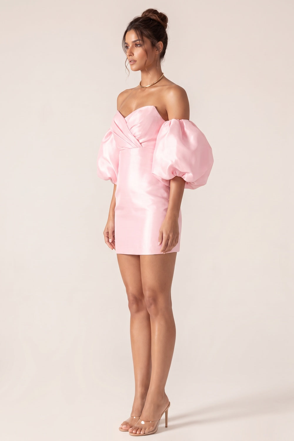 Light Pink Satin Bodycon Mini Dress light pink satin dress - product view 5