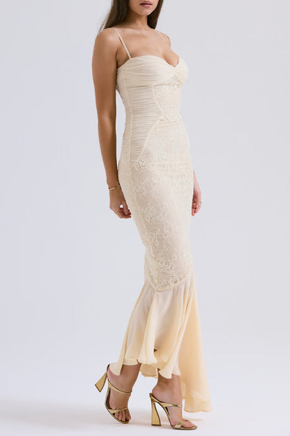 Audrey chiffon & lace midi dress