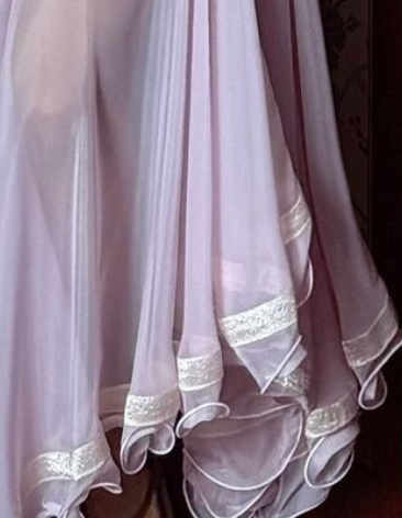 Dusty Lavender Sheer Chiffon Fit-and-Flare Midi Dress