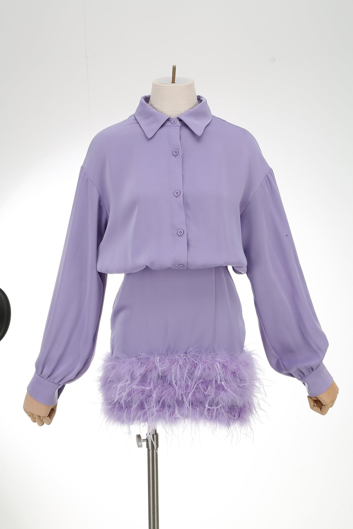 FEATHER LONG SLEEVE SHIRT DRESS Dresses sis label 