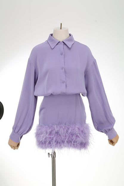 FEATHER LONG SLEEVE SHIRT DRESS Dresses sis label 