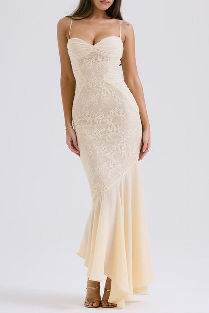 Audrey chiffon & lace midi dress