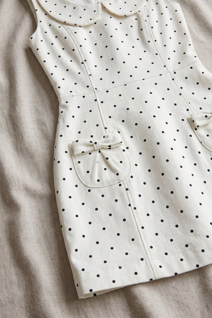 Off-White Polka Dot A-Line Mini Dress with Peter Pan Collar off-white structured woven cotton-blend dress - product view 6