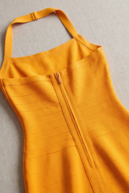 Marigold Orange Heavy Stretch Knit Bodycon Dress marigold orange heavy stretch knit dress - product view 6