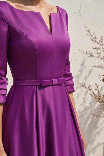 Purple Satin A-Line Evening Gown purple satin evening gown - product view 6