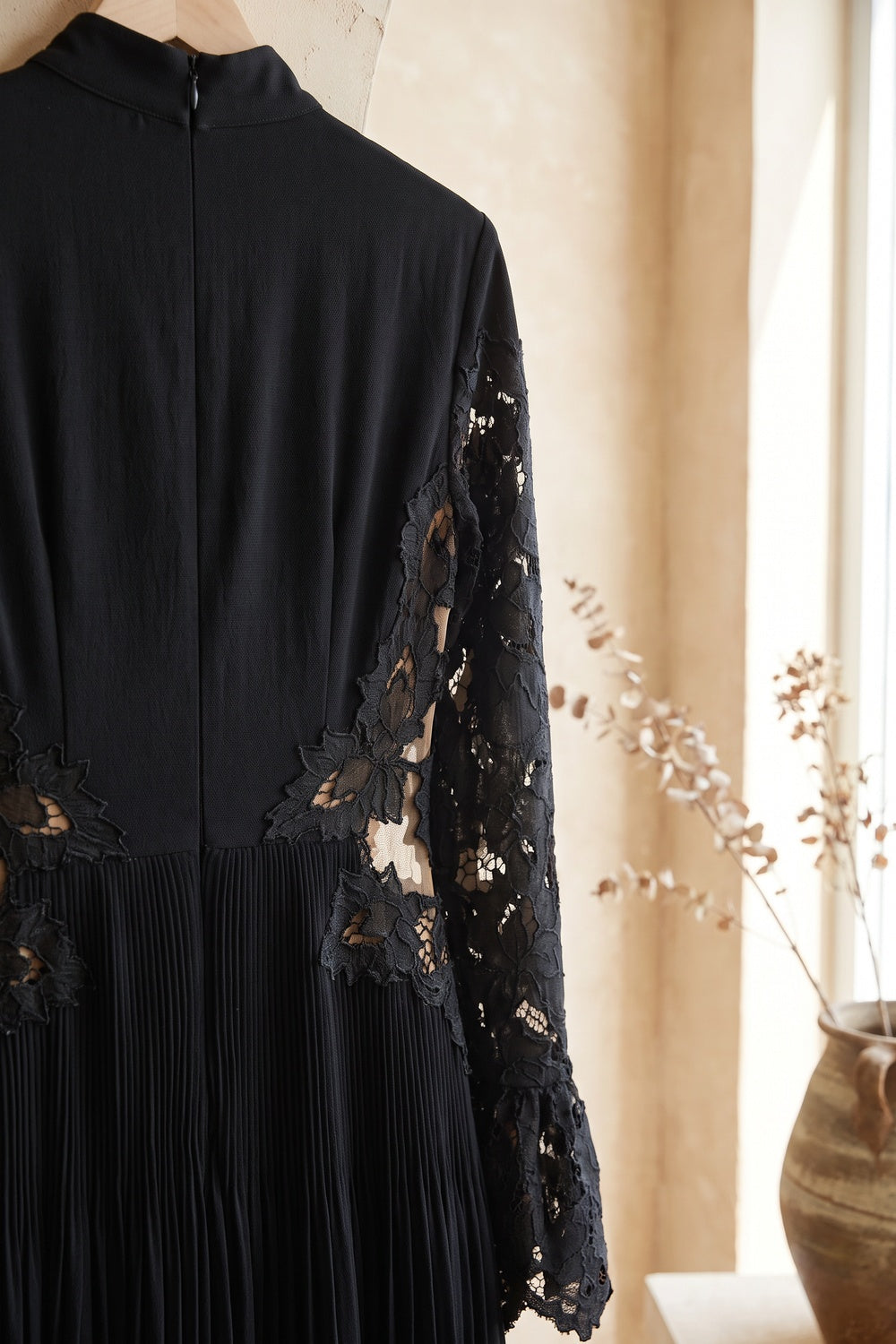 Black Matte Crepe A-line Midi Dress black matte crepe midi dress - product view 6