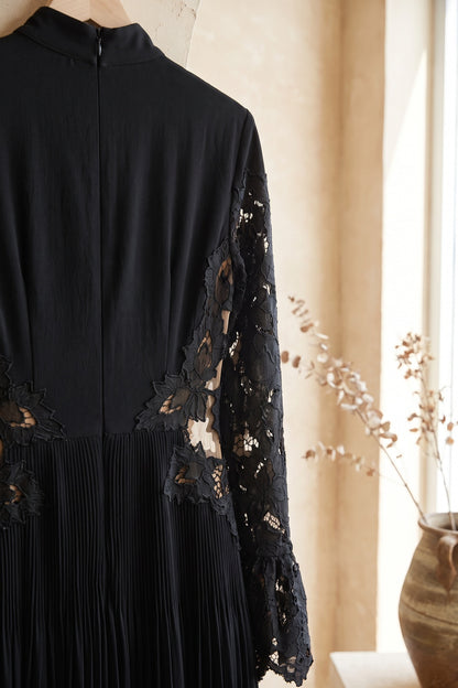 Black Matte Crepe A-line Midi Dress black matte crepe midi dress - product view 6