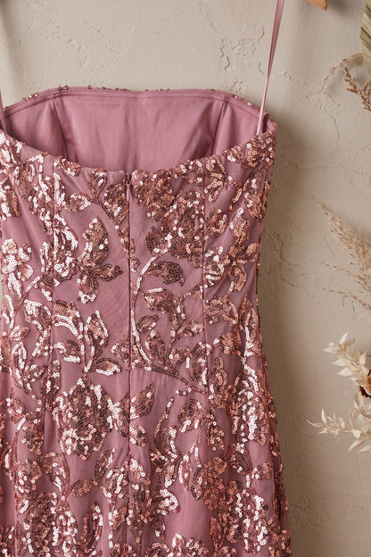 Dusty Pink Sequined Mesh Overlay A-Line Mini Dress dusty pink sequined mesh overlay dress - product view 6
