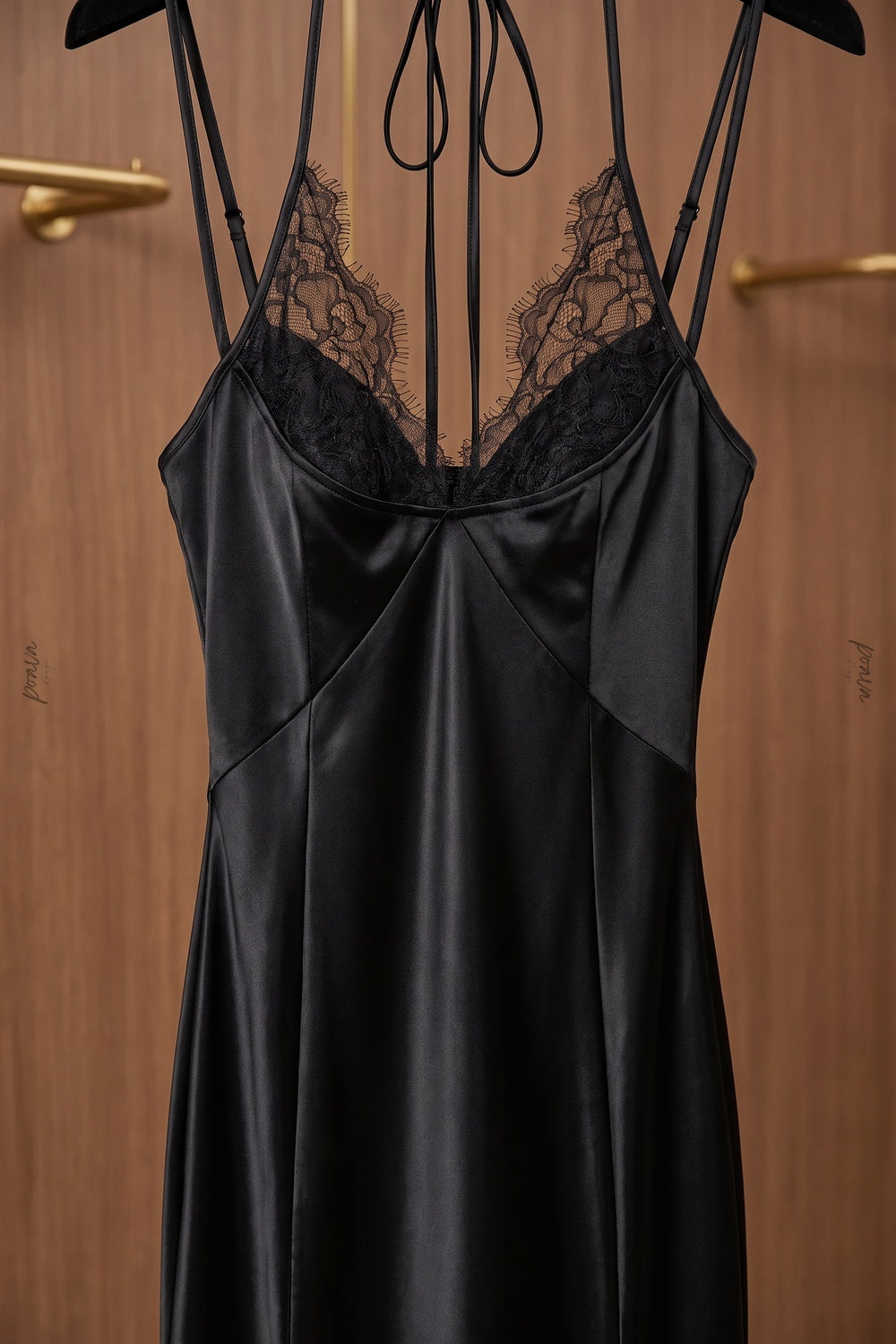 Black Satin Column Evening Gown black satin evening gown - product view 6