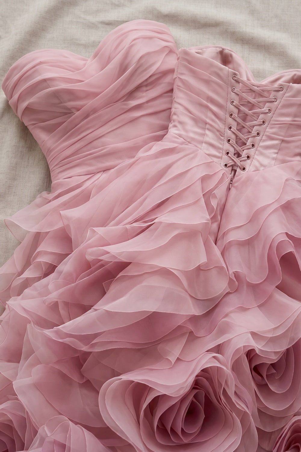 Dusty Pink Organza A-Line Ballgown Dress dusty pink organza dress - product view 6
