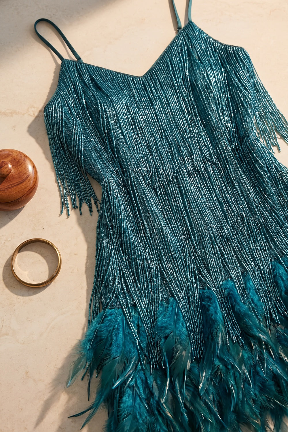 teal metallic fringe fitted shift dress teal metallic fringe dress - product view 6