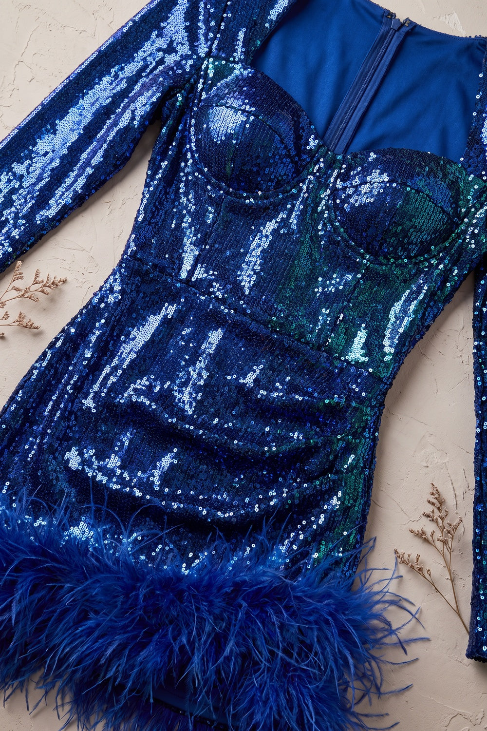 Royal Blue Sequined Knit Bodycon Mini Dress royal blue sequined knit mini dress - product view 6