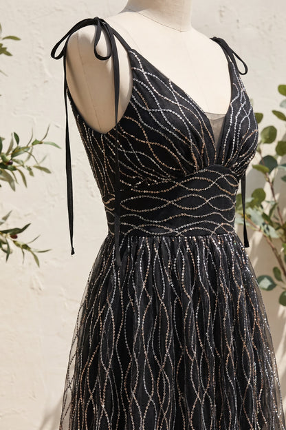 Black Tulle Mermaid Evening Gown with Sheer Flared Lower Skirt black tulle evening gown - product view 6