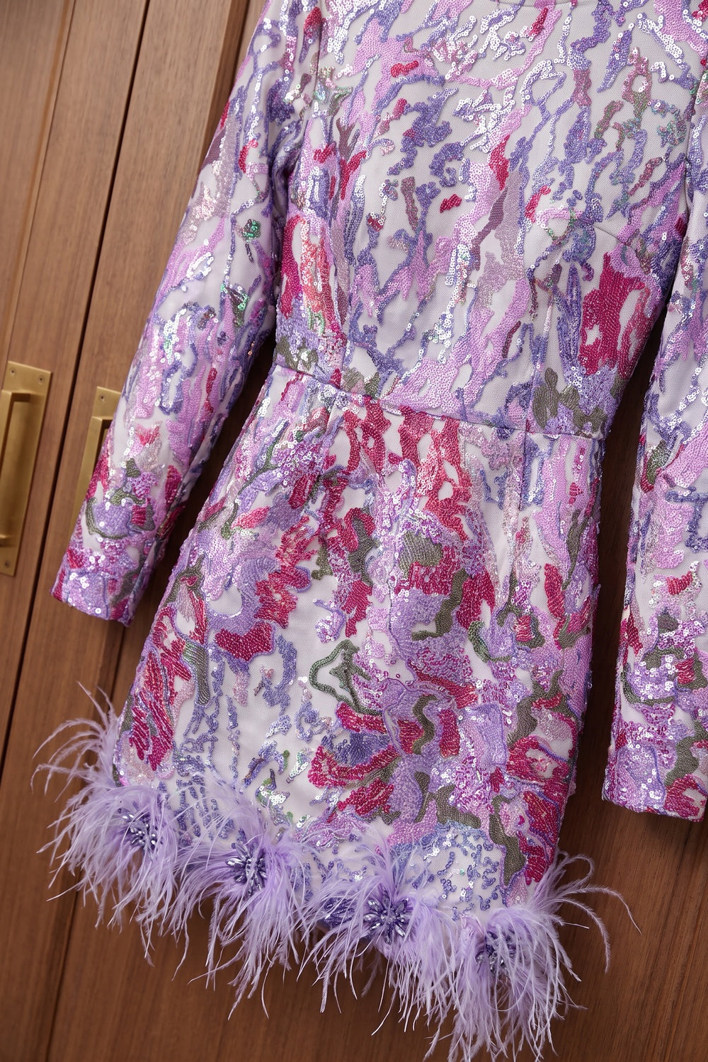 Lavender Jacquard Brocade Bodycon Mini Dress lavender, magenta, white jacquard brocade mini dress - product view 6