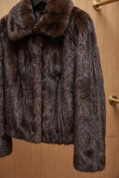 Dark Brown Fur Boxy Cropped Jacket dark brown fur jacket - product view 6