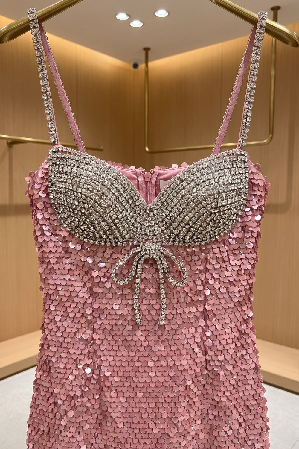 Pink Sequined Synthetic Sheath Mini Dress pink sequined synthetic mini dress - product view 6