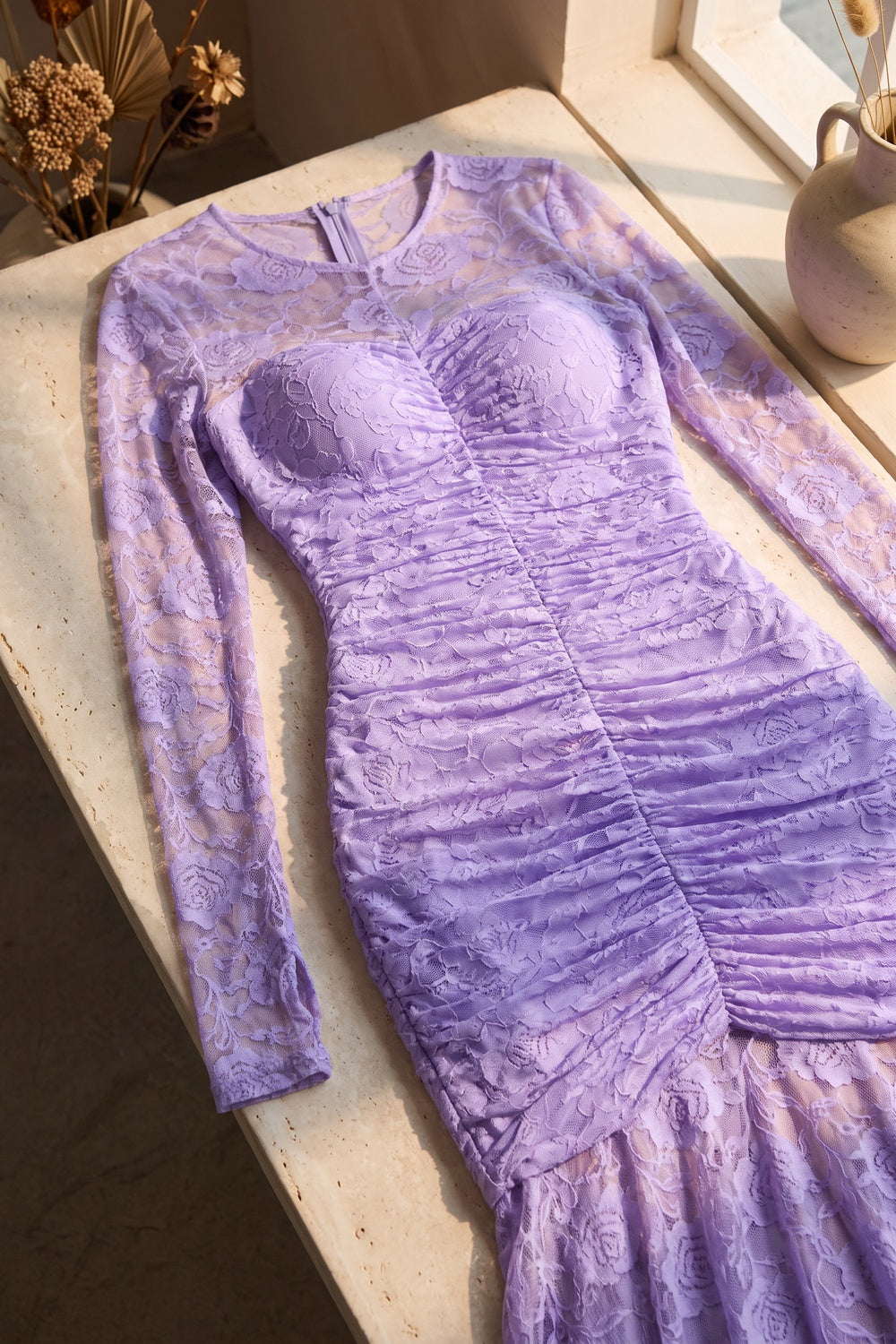Lavender Floral Lace Mermaid Maxi Dress lavender floral lace maxi dress - product view 6