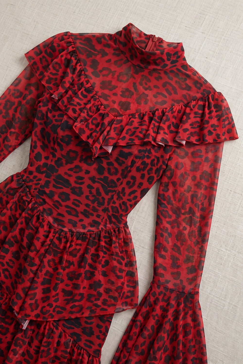 Red Sheer Mesh Tiered Maxi Dress red sheer mesh dress - product view 6