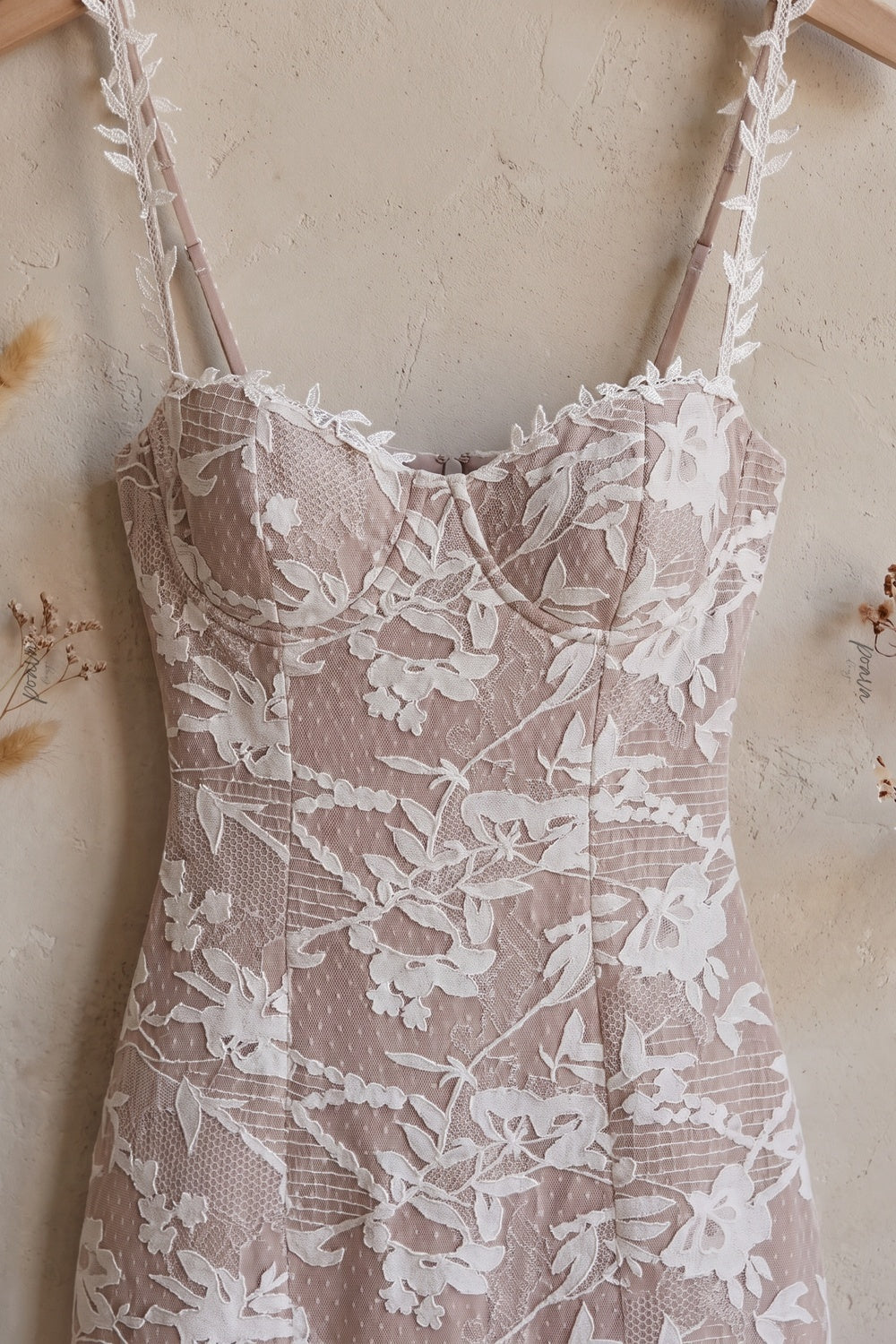 Taupe Floral Jacquard A-Line Mini Dress taupe jacquard mini dress - product view 6