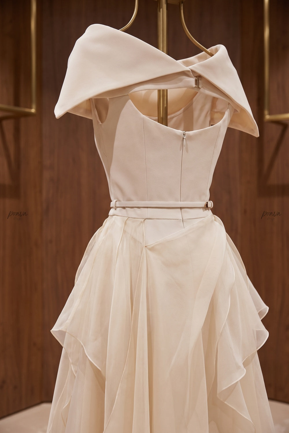 Cream Crepe Off-the-Shoulder Fit-and-Flare Midi Dress cream crepe dress - product view 4