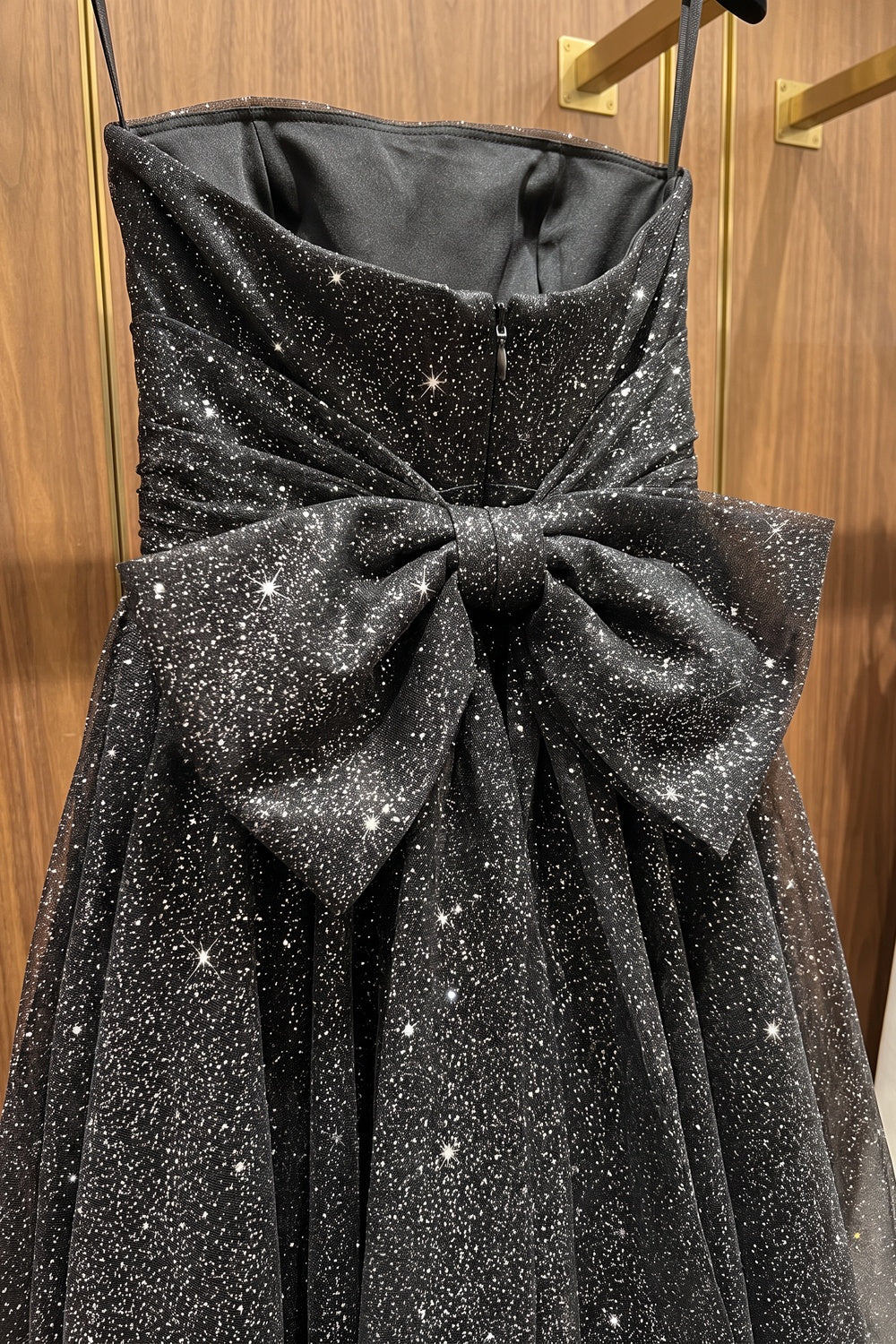 Black Glitter Tulle A-Line Midi Dress black glitter tulle dress - product view 6