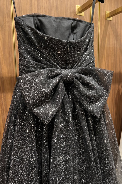 Black Glitter Tulle A-Line Midi Dress black glitter tulle dress - product view 6