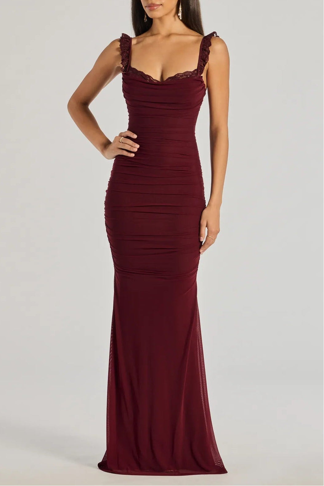 Morgana Lace-Up Ruched Mermaid Dress
