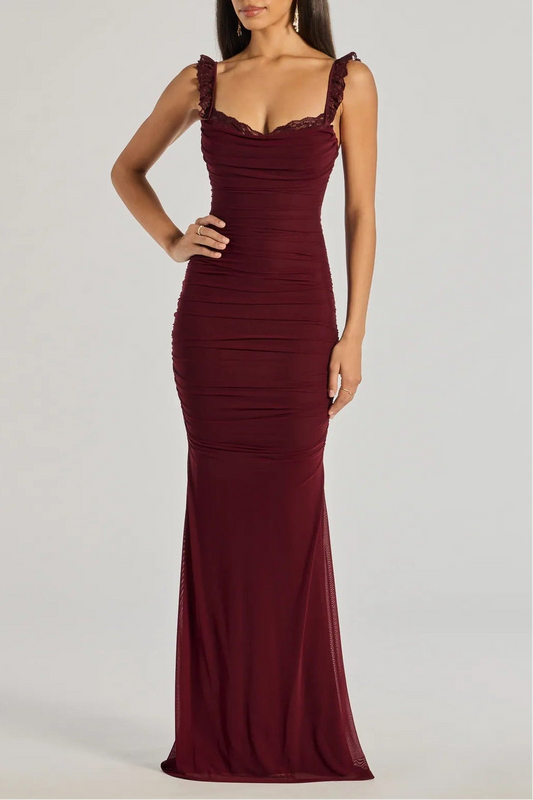 Morgana Lace-Up Ruched Mermaid Dress
