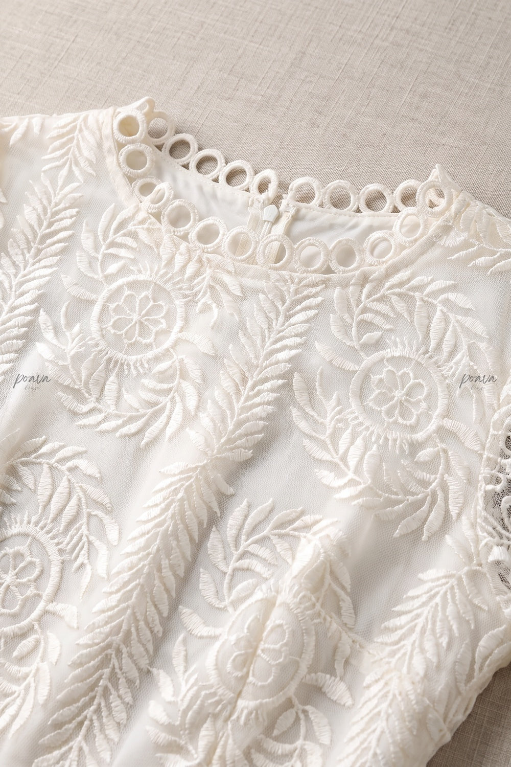 Off-white embroidered lace on mesh base tiered A-line maxi dress off-white embroidered lace on mesh base maxi dress - product view 7