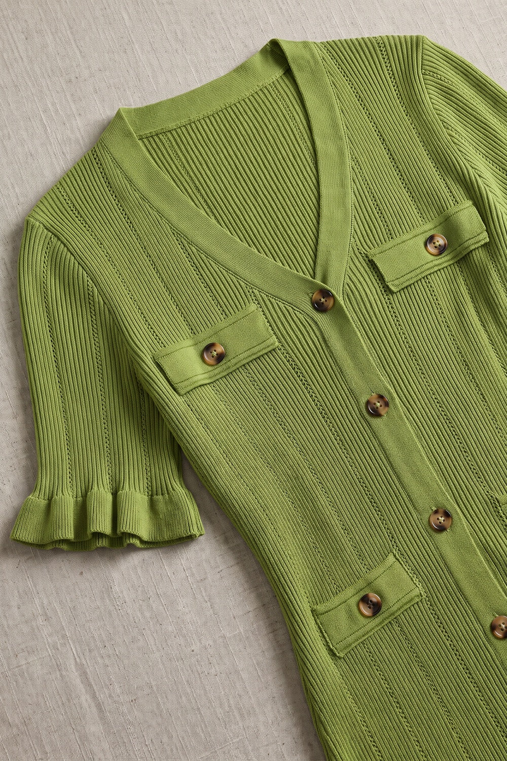 Olive Green Ribbed Knit A-Line Trumpet Midi Dress olive green ribbed knit dress - product view 7