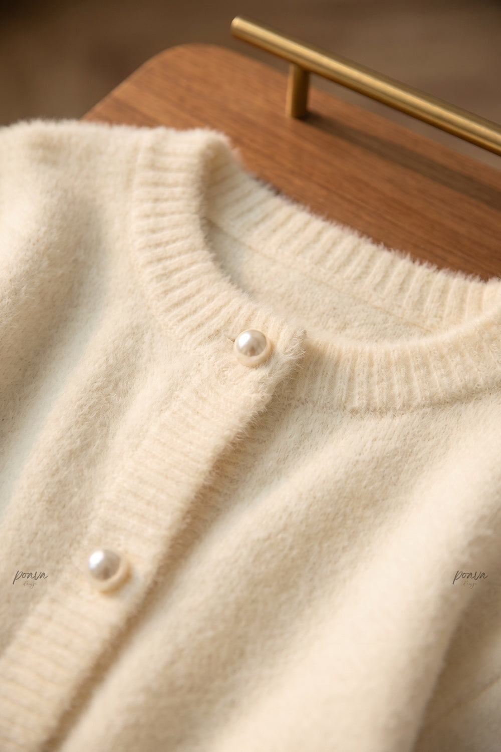 Cream Fuzzy Knit Boxy Drop-Shoulder Cardigan cream, off-white fuzzy knit cardigan - product view 6