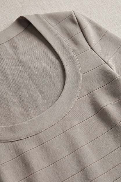 Taupe Ribbed Bandage Bodycon Dress taupe heavy stretch knit dress - product view 7
