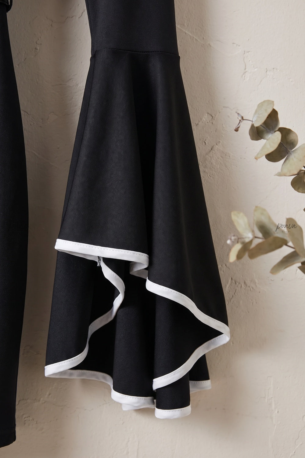 Black Bodycon Mini Dress with Tiered Bell Sleeves black stretchy synthetic blend dress - product view 5
