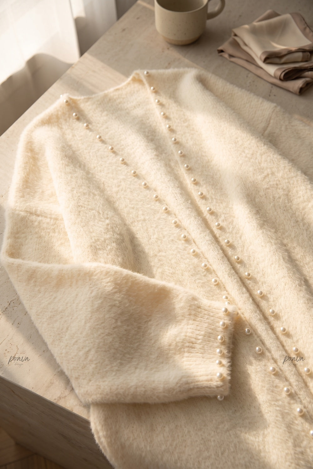 cream fuzzy knit straight oversized open-front long cardigan cream, off-white fuzzy knit long cardigan - product view 7