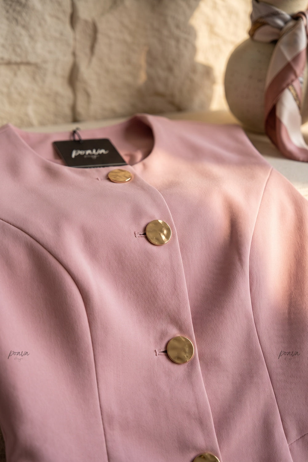 Dusty Pink Woven Suiting Sheath Vest Dress dusty pink woven suiting vest dress - product view 7