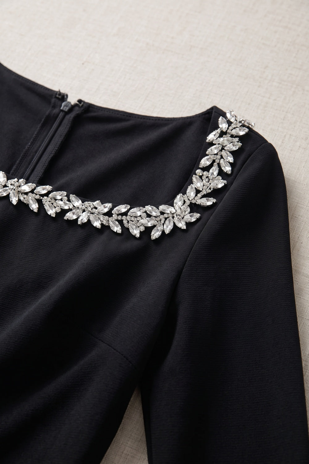 Black Heavy Stretch Crepe Sheath Evening Gown with Dramatic Side Ruffles black heavy stretch crepe evening gown - product view 7