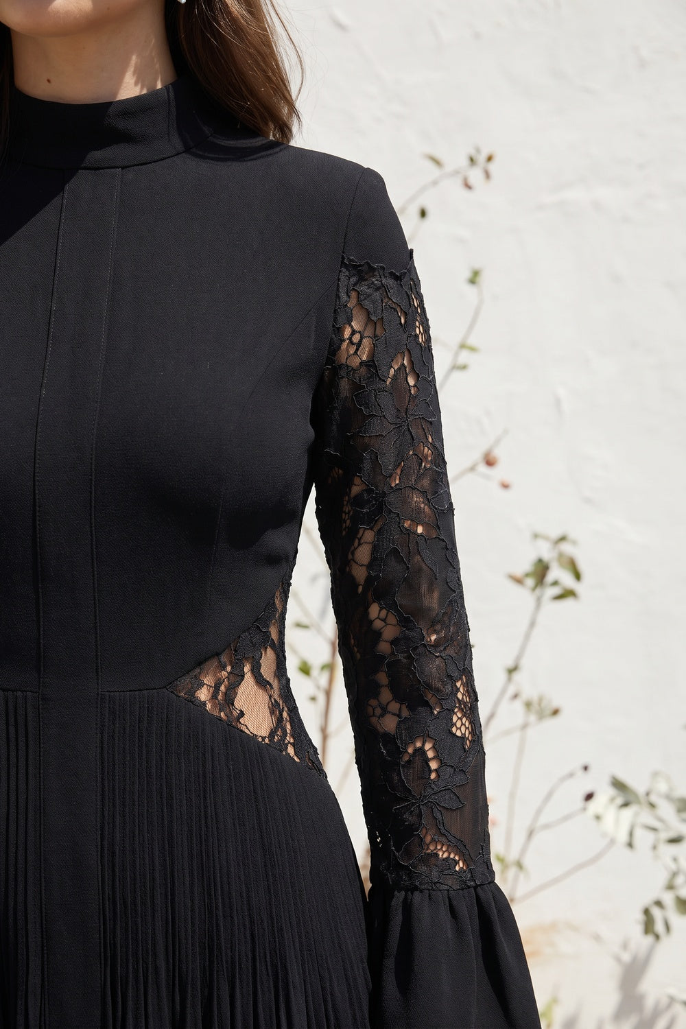 Black Matte Crepe A-line Midi Dress black matte crepe midi dress - product view 7