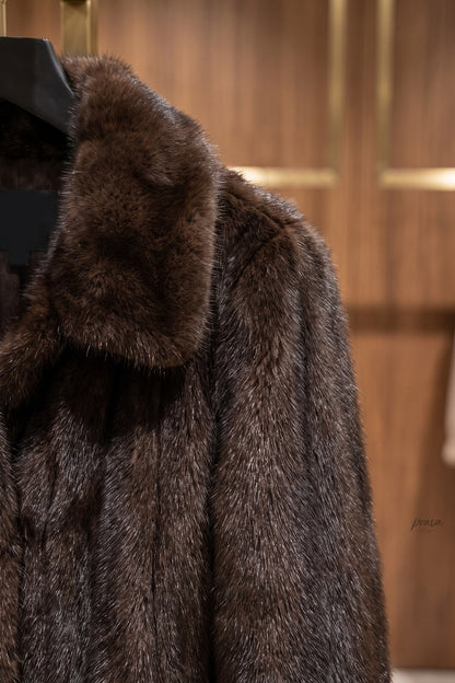 Dark Brown Fur Boxy Cropped Jacket dark brown fur jacket - product view 7