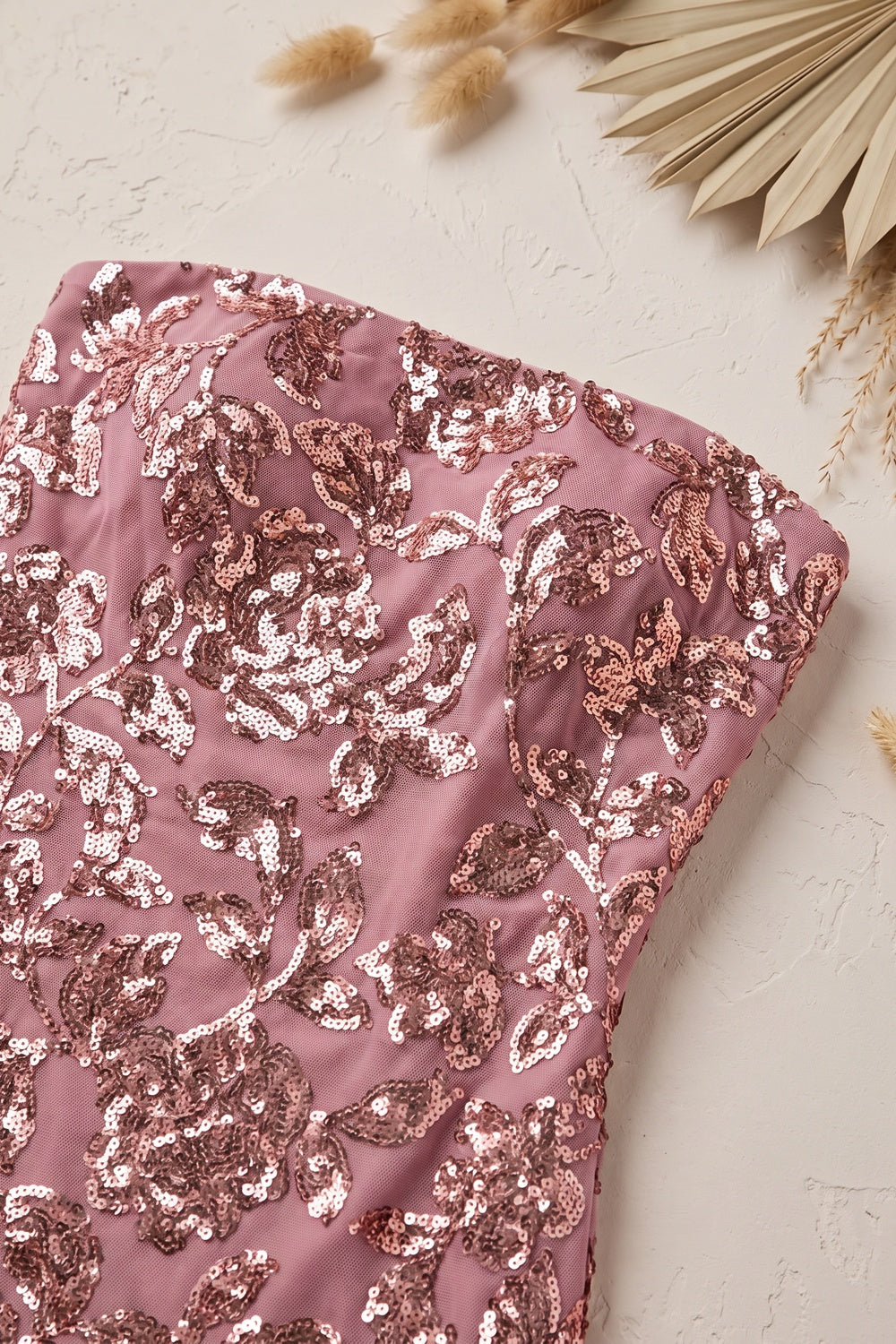 Dusty Pink Sequined Mesh Overlay A-Line Mini Dress dusty pink sequined mesh overlay dress - product view 7
