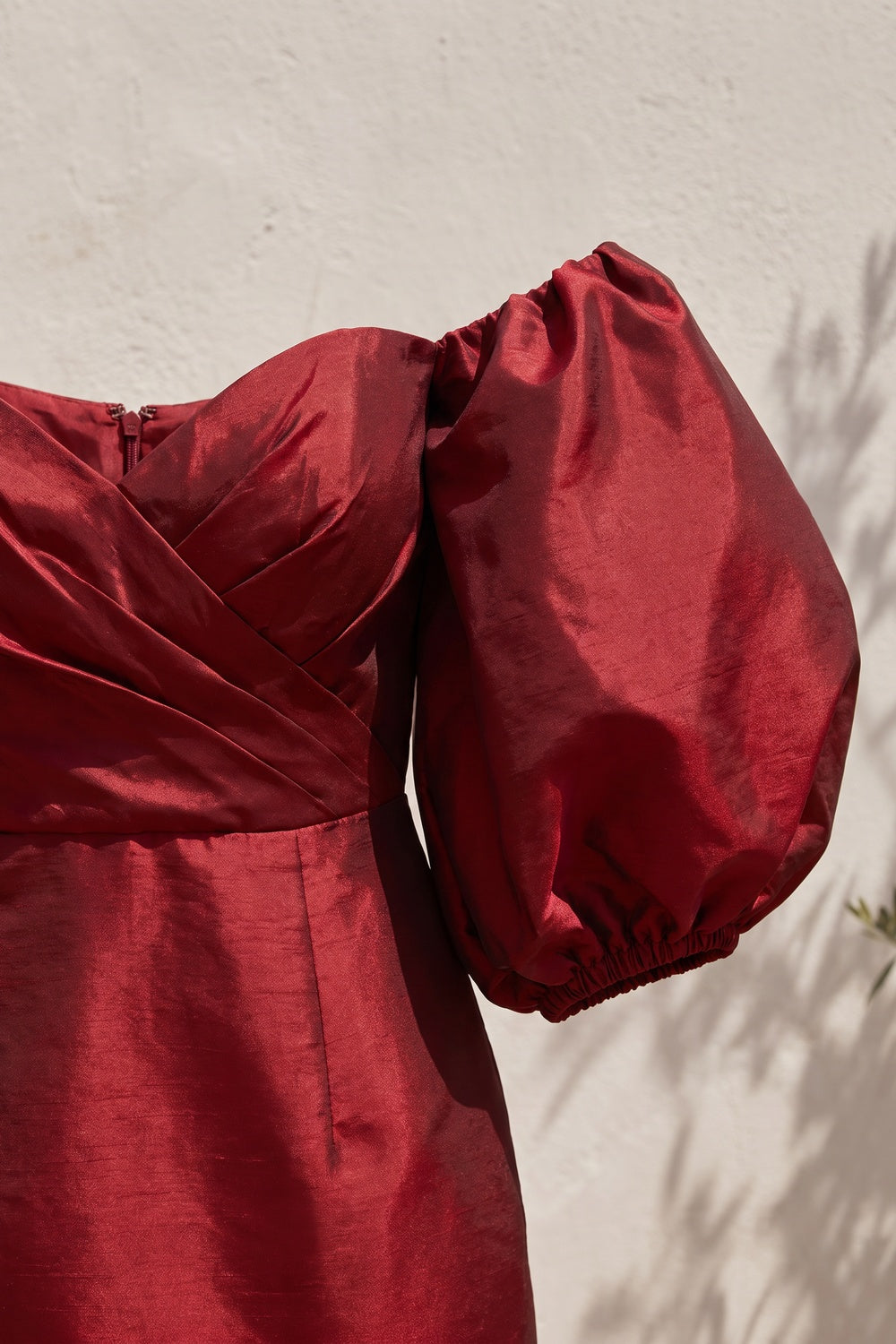 Deep Red Taffeta Bodycon Mini Dress deep red taffeta dress - product view 7