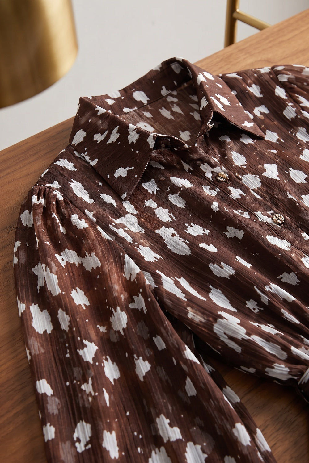 Dark Brown Sheer Chiffon Tiered Shirt Dress dark brown sheer chiffon shirt dress - product view 5