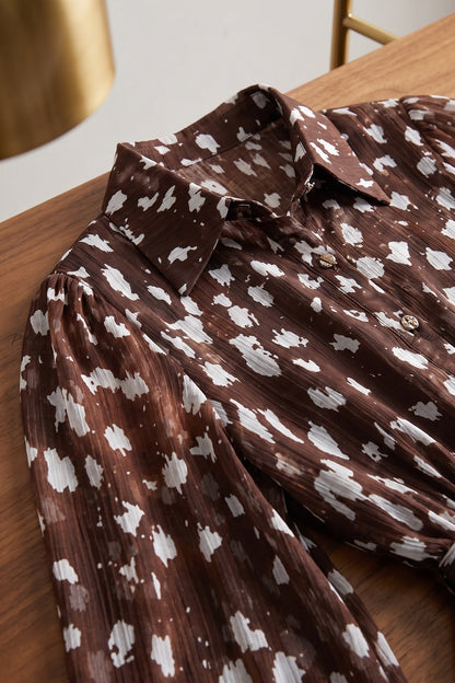 Dark Brown Sheer Chiffon Tiered Shirt Dress dark brown sheer chiffon shirt dress - product view 5