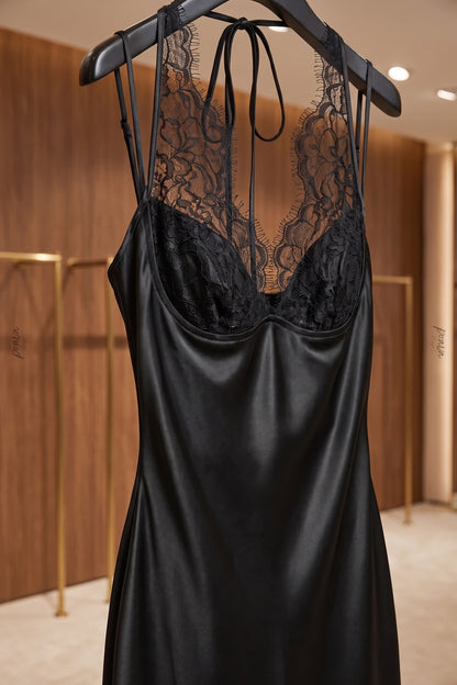 Black Satin Column Evening Gown black satin evening gown - product view 7