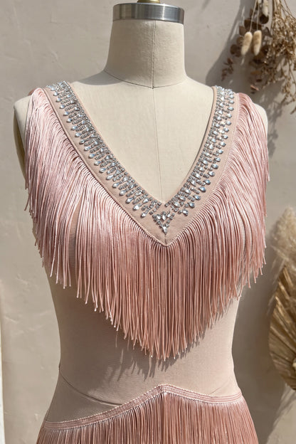 beige heavy stretch knit column evening gown beige heavy stretch knit evening gown - product view 7