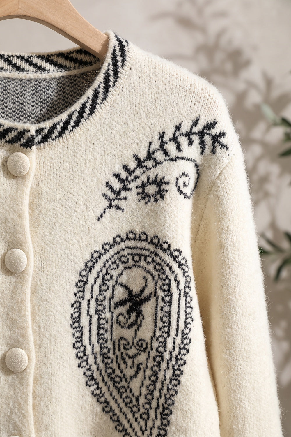 Cream Brushed Fuzzy Knit Boxy Cropped Cardigan cream, off-white brushed fuzzy knit cardigan - product view 7