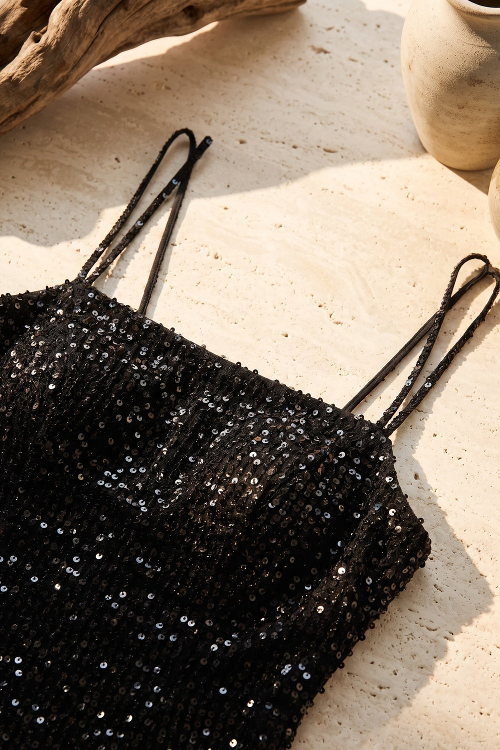 Black Sequined Fitted Column Evening Gown black sequined knit or mesh evening gown - product view 5